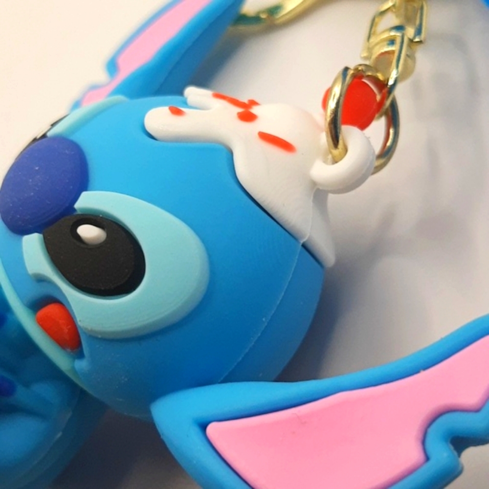Disney Lilo Stitch Funny Stitch Sundae Silicone 3D Keychain Bag Pendant Keyring - Picture 12 of 13